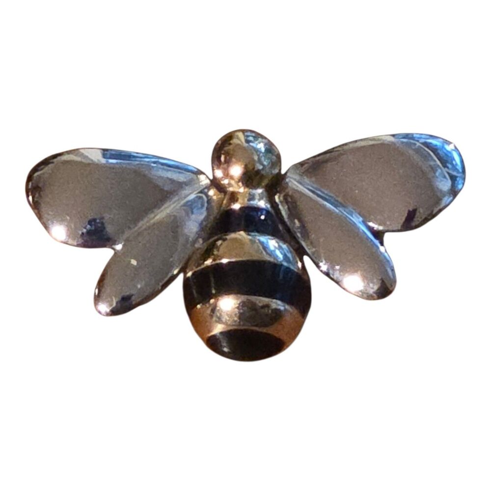 Vintage Liz Claiborne Signed Silver & Gold Tone & Black Enamel Bumble Bee Brooch